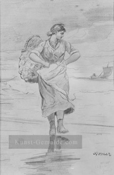  realismus - Ein Fisher Mädchen am Strand Realismus Maler Winslow Homer